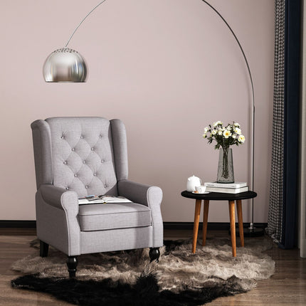 Grauer Ohrensessel, getuftet, Polyester, 74x86x102cm