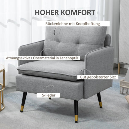 Lounge-Sessel; Leinenoptik, Kissen, 120 kg Tragkraft