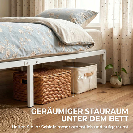 Einzelbettgestell aus Metall mit Stauraum, 90 x 200 cm, Weiß
