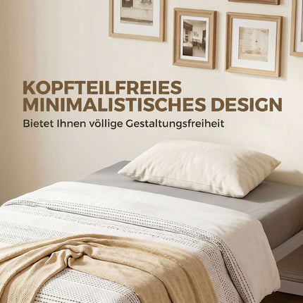 Einzelbettgestell aus Metall mit Stauraum, 90 x 200 cm, Weiß