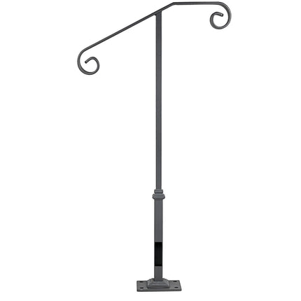 Single Post Wrought Iron Handrail for 1–2 Steps, Hardware