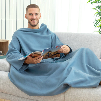 Einarmige Decke mit zentraler Tasche Faboulazy InnovaGoods - Blau