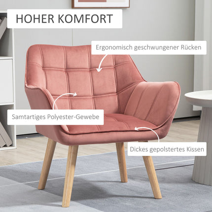 Skandinavischer Samtsessel mit erhöhten Beinen – 68,5 x 61 x 72,5 cm
