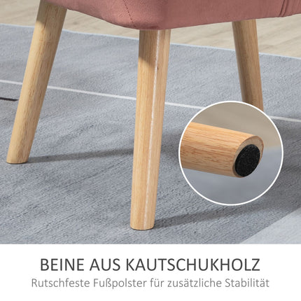 Skandinavischer Samtsessel mit erhöhten Beinen – 68,5 x 61 x 72,5 cm