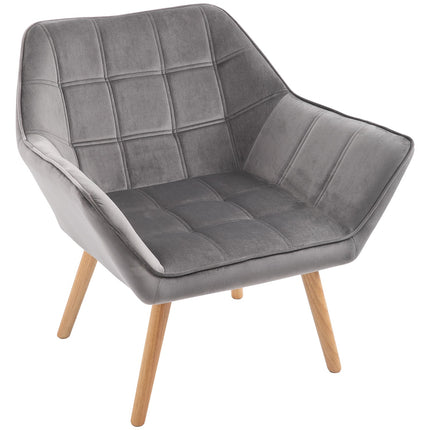 Samtartiger grauer skandinavischer Sessel, erhöhte Beine, 64 x 62 x 72,5 cm