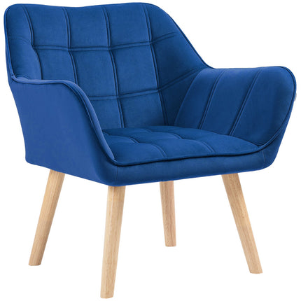 Samt-Ohrensessel, blau, hohe Beine, 67x61,5x71 cm