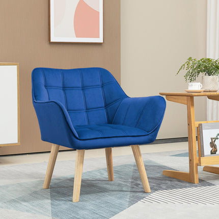 Samt-Ohrensessel, blau, hohe Beine, 67x61,5x71 cm