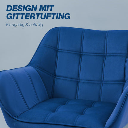 Samt-Ohrensessel, blau, hohe Beine, 67x61,5x71 cm