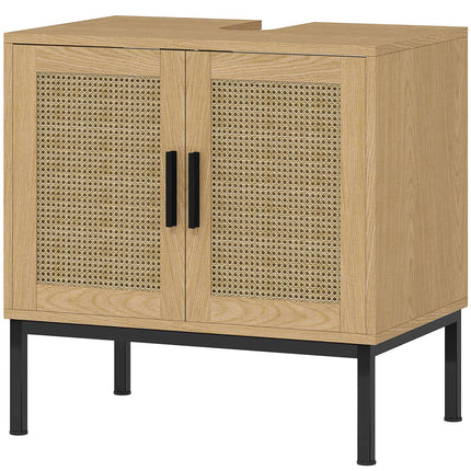 Waschtischunterschrank, Rattan-Optik, Eiche, 60x39x60 cm