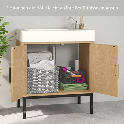 Waschtischunterschrank, Rattan-Optik, Eiche, 60x39x60 cm