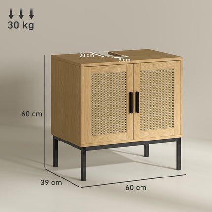 Waschtischunterschrank, Rattan-Optik, Eiche, 60x39x60 cm
