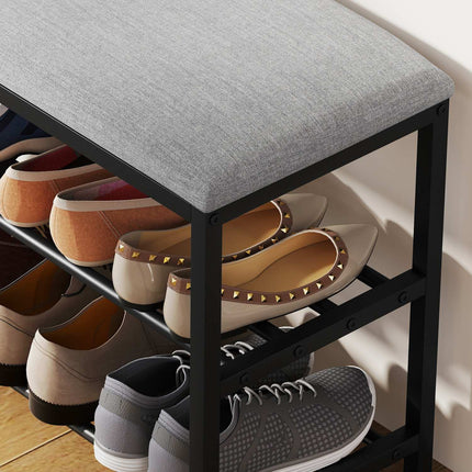 Sitzbank mit Stauraum, Schuhregal, Schwarz, 81x31x50 cm