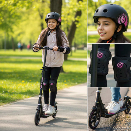 Skate Protective Gear Set, Wrist Elbow Knee, Pink L
