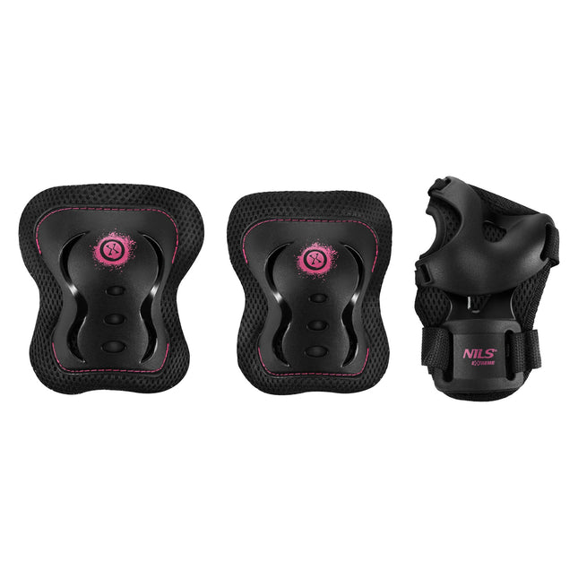 Skateboard-Schutzausrüstung Set – Handgelenk Ellbogen Knie, Pink M