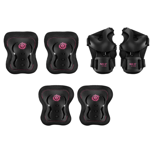 Skateboard-Schutzausrüstung Set – Handgelenk Ellbogen Knie, Pink M