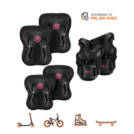 Skate-Schutzausrüstungsset, Handgelenk, Ellbogen, Knie, Pink S