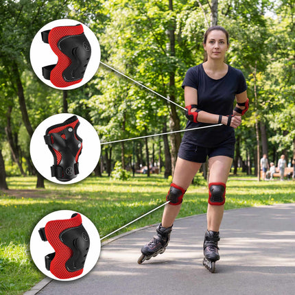 Skate Protective Gear Set, Wrist Elbow Knee, Red L