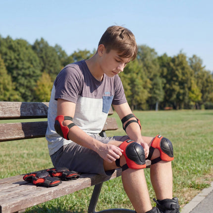 Skate-Schutzausrüstungsset, Handgelenk Ellenbogen Knie, Rot L