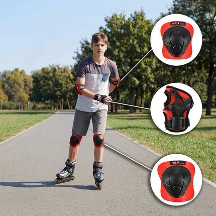Skate-Schutzausrüstungsset, Handgelenk Ellenbogen Knie, Rot L