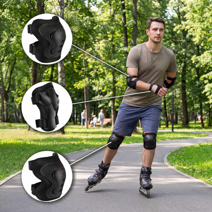 Skate Protective Gear Set, Wrist Elbow Knee, XL, Gold