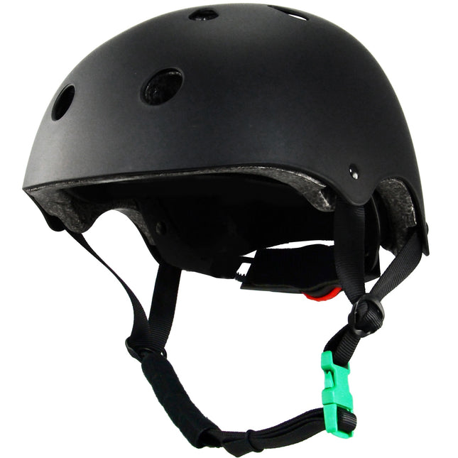 Skatehelm S 46-53cm Grün Schnalle Schwarz