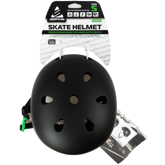 Skatehelm S 46-53cm Grün Schnalle Schwarz