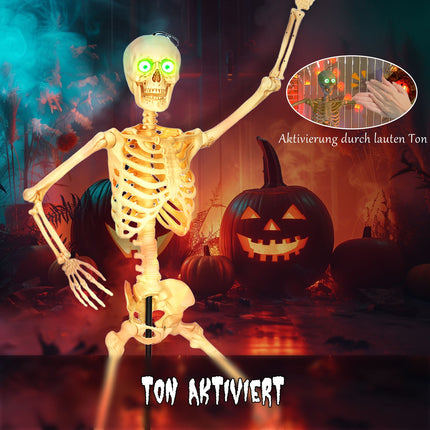 Skelettfigur, Halloween-Deko, 152 cm, soundaktiviert