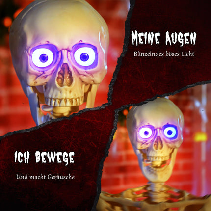 Skelettfigur, Halloween-Deko, 152 cm, soundaktiviert
