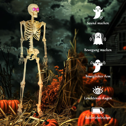 Skelettfigur, Halloween-Deko, 152 cm, soundaktiviert