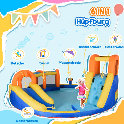 Aufblasbarer Wasserpark mit Rutsche, Tunnel und Kletterwand für Kinder von 3-8 Jahren
