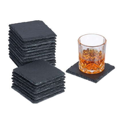 Schiefer-Untersetzer-Set, 20-teilig, 10x10 cm