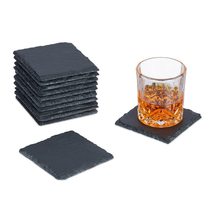 Slate Coasters Set of 12 – 10x10 cm Square Plates