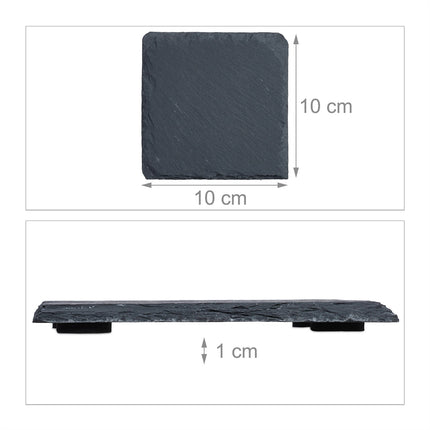 Slate Coasters Set of 12 – 10x10 cm Square Plates