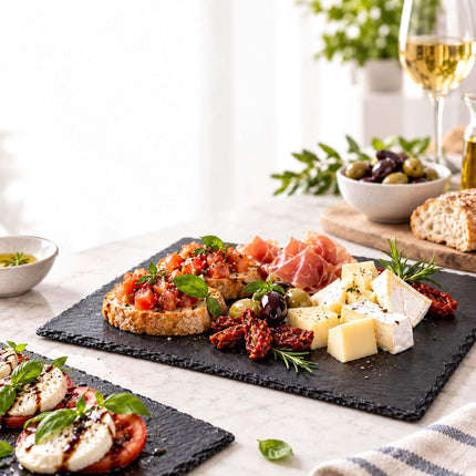 Slate Plate Set of 6, Rectangular Serving Boards with Felt, Anthracite