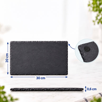 Slate Plate Set of 6, Rectangular Serving Boards with Felt, Anthracite