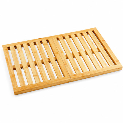 Slatted Bamboo Bath Mat with Non-Slip Underside, 59.5 x 39 cm, Natural