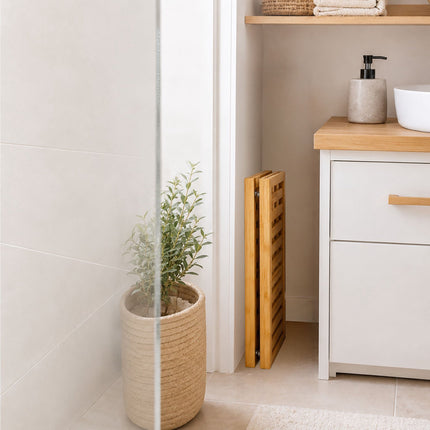 Slatted Bamboo Bath Mat with Non-Slip Underside, 59.5 x 39 cm, Natural