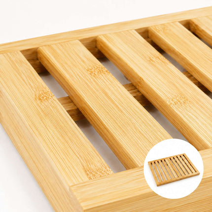 Slatted Bamboo Bath Mat with Non-Slip Underside, 59.5 x 39 cm, Natural