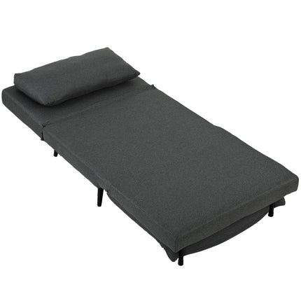 Schlafsessel, 3-in-1 ausklappbar, Leinenoptik, Dunkelgrau