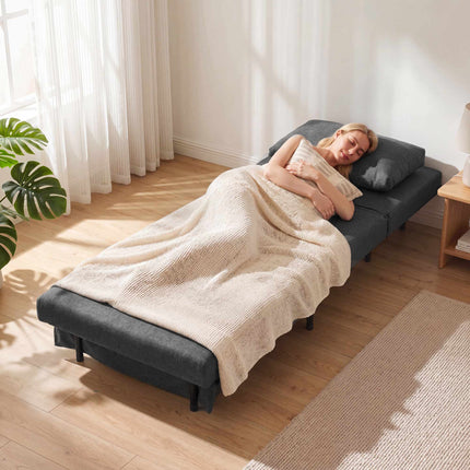 Schlafsessel, 3-in-1 ausklappbar, Leinenoptik, Dunkelgrau