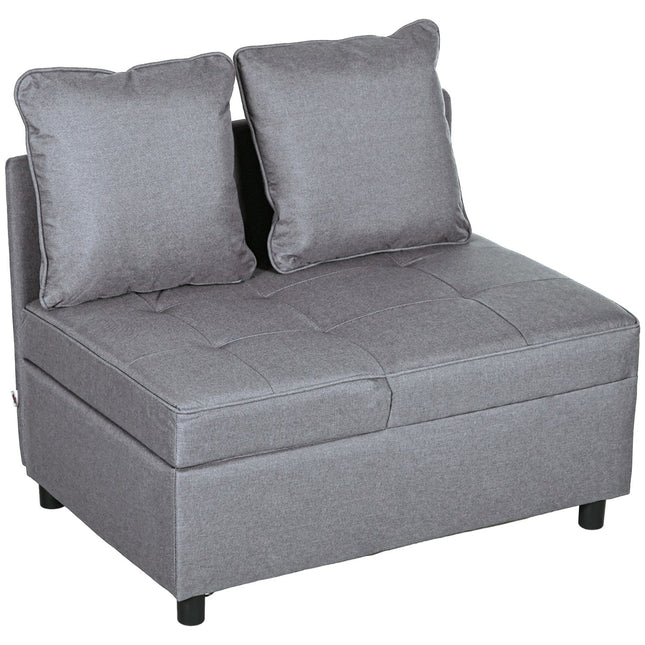 Sleeper chair, 2-seater armchair with bed function, foldable upholstered armchair with 2 cushions, linen-look cover, dark grey