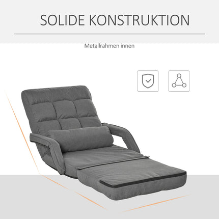 Sleeper Chair, 5-Way Adjustable, Dark Grey Linen-Look