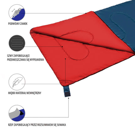 Sleeping Bag, Blue-Red, Lightweight, Compact