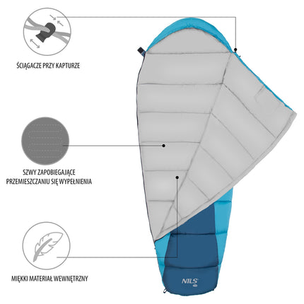 Schlafsack, Grau-Blau, Leichtgewicht, Kompakt