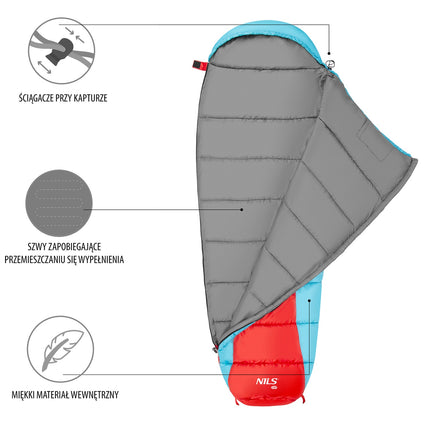 Sleeping Bag, Red-Blue, Lightweight, Compact