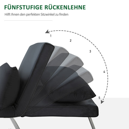 Klappbares Schlafsofa, schwarz - verstellbar, 120 kg Belastbarkeit