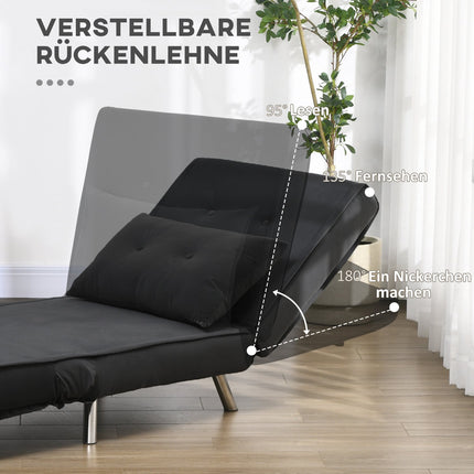 Velvet Folding Sofa Chair Bed with Cushion, Black, 77x88x83Cm