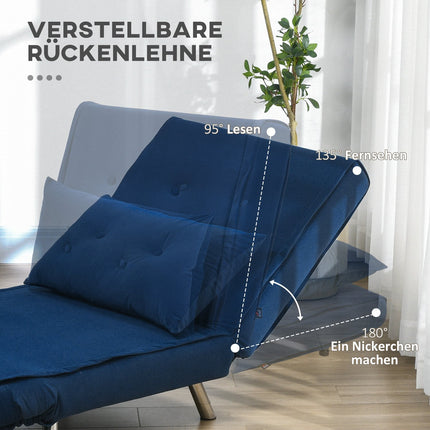 Klappbares Samt-Schlafsofa – Blau, gepolstert, 77x88x83cm