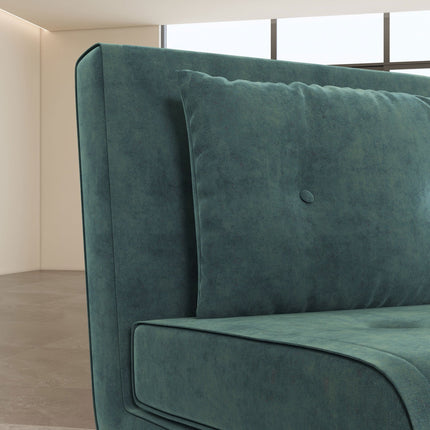 Klappbares Sofa Sesselbett mit Kissen, Samtoptik, grün