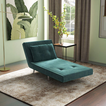Klappbares Sofa Sesselbett mit Kissen, Samtoptik, grün